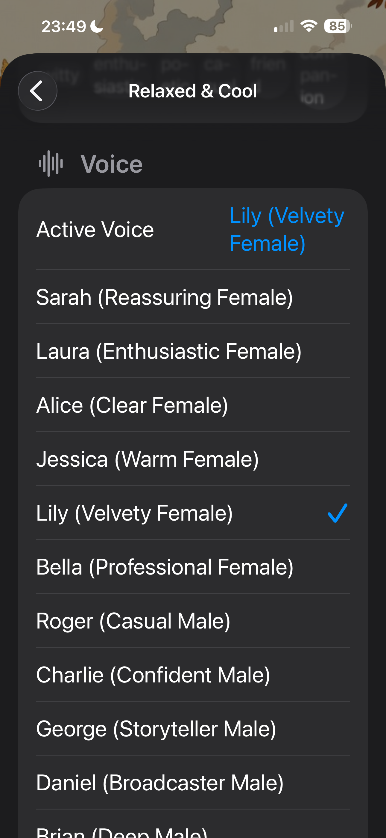 Background and scene customization picker